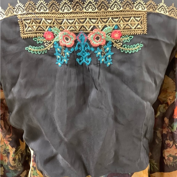 Johnny Was beautiful blue dress with matching slip - Picture 5 of 11